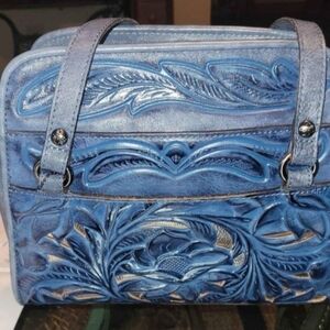 Patricia Nash Blue Embossed Leather Handbag